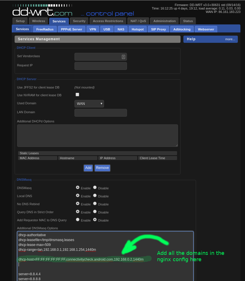 DD-WRT config page